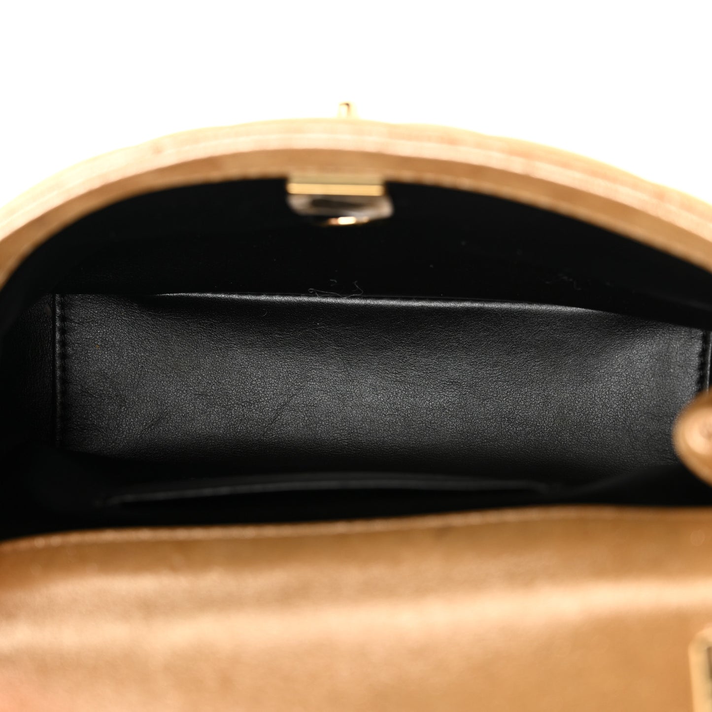 Metallic Lambskin Quilted Mini CC Crystal Logo Chain Flap Gold