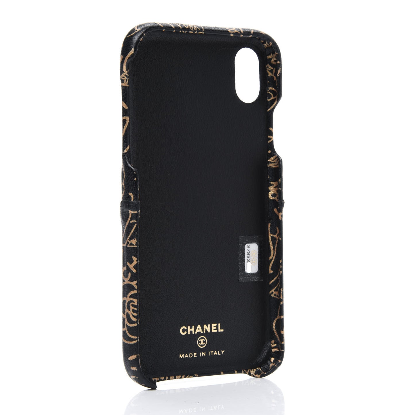 Lambskin Quilted iPhone XR Coco Tech Egyptian Graffiti Case Black Gold