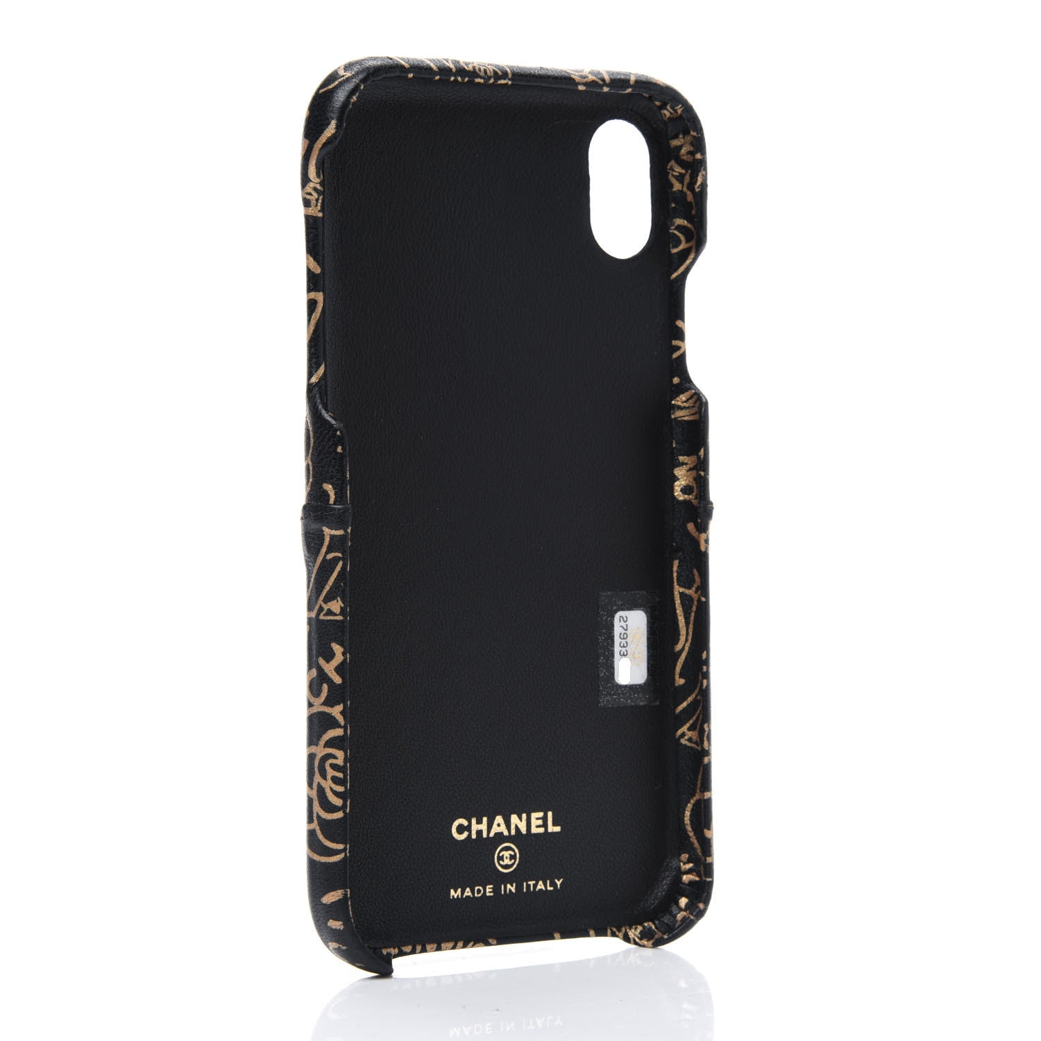 Chanel Lambskin Quilted iPhone XR Coco Tech Egyptian Graffiti Case Black Gold 3 of 15