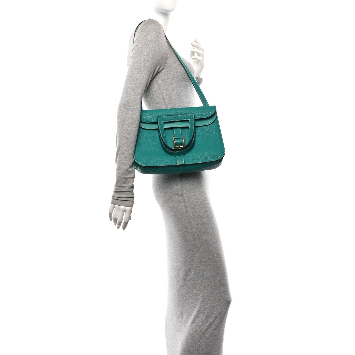Hermes Taurillon Clemence Halzan 31 GM Vert Verone 2 of 10