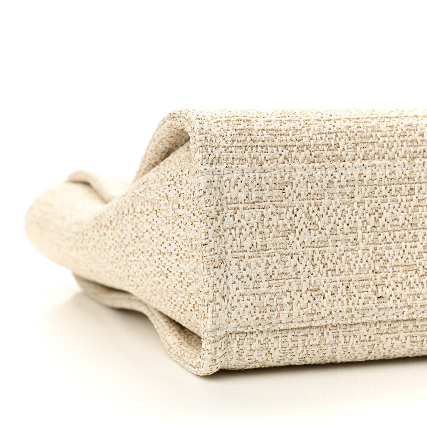 Lurex Boucle Mini Deauville Tote White