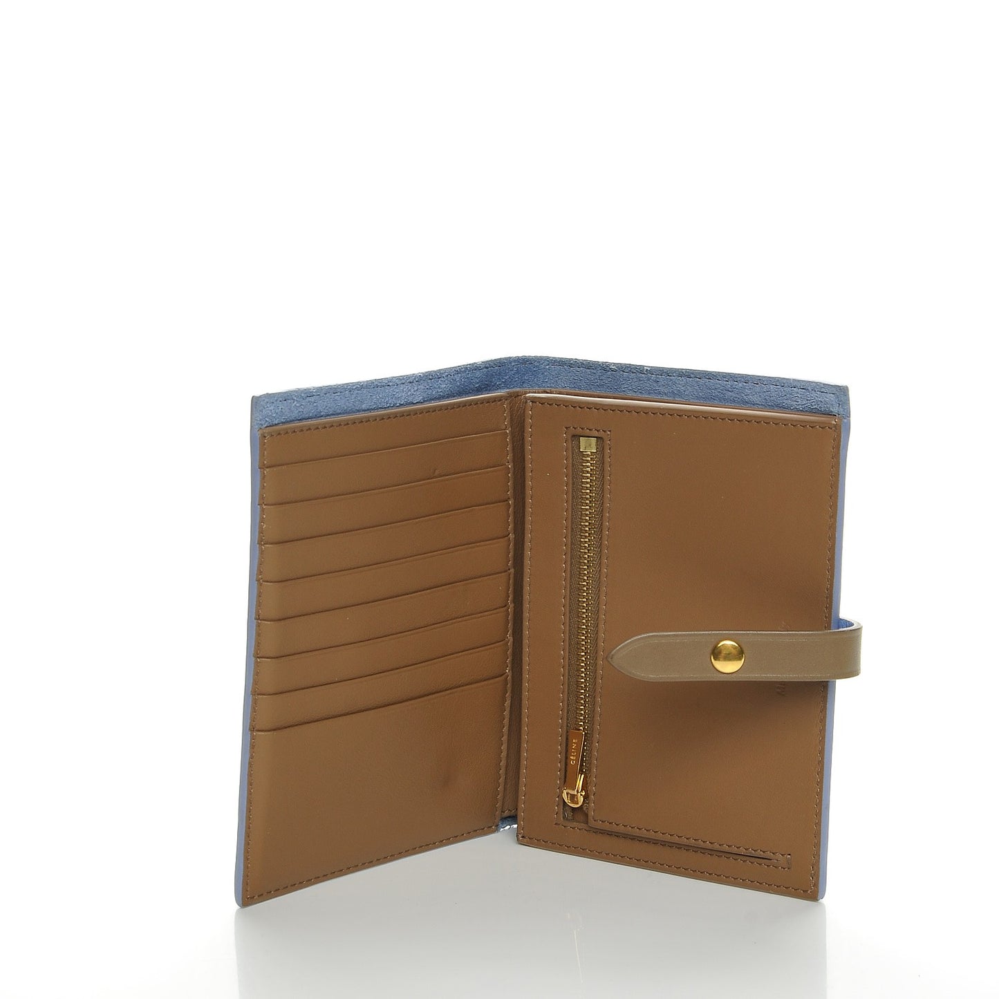 Grained Calfskin Medium Multifunction Strap Wallet Porcelain