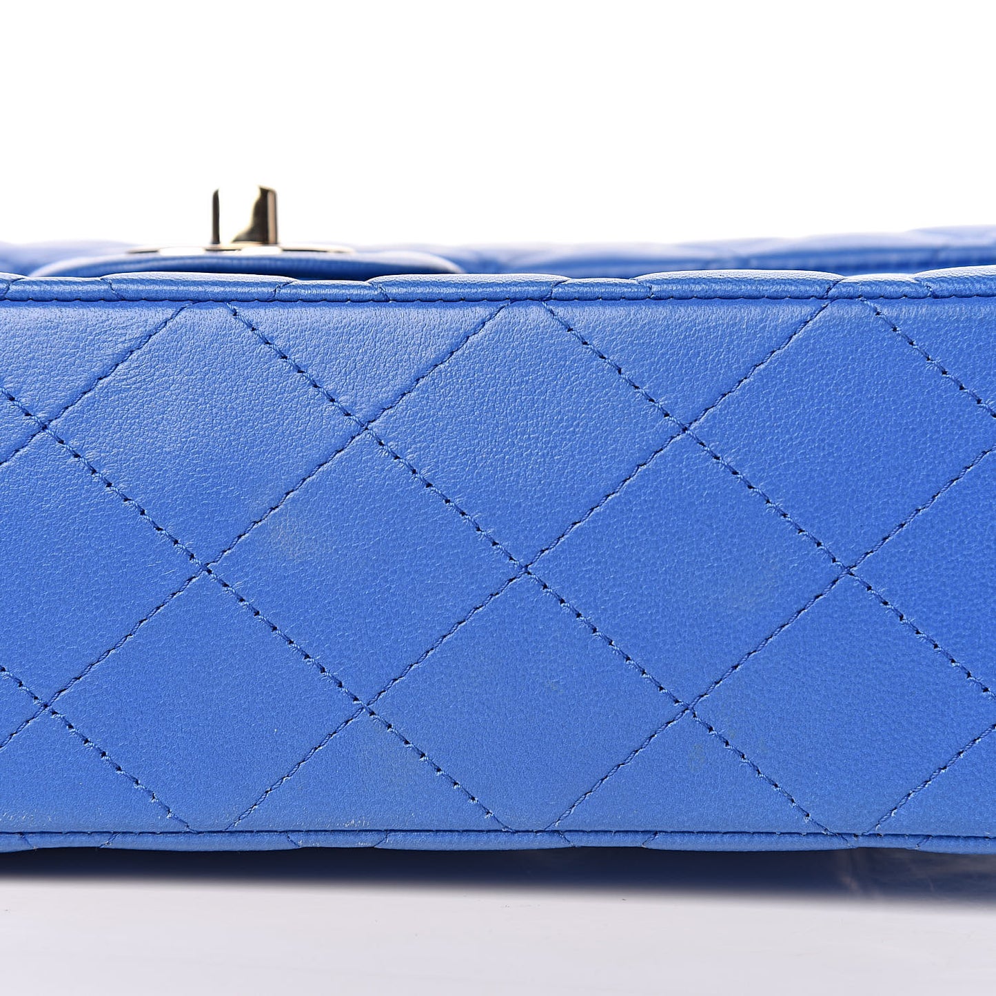 Lambskin Quilted Medium Double Flap Blue