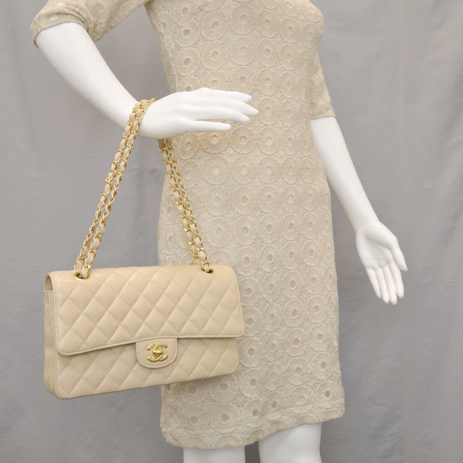 Chanel Caviar Quilted Medium Double Flap Beige Clair 2 of 11