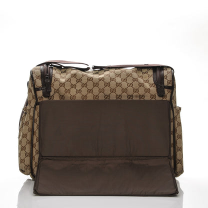 Gucci Monogram Natural Pigskin Large Diaper Bag Beige Ebony Cocoa Dark Chocolate 8 of 12