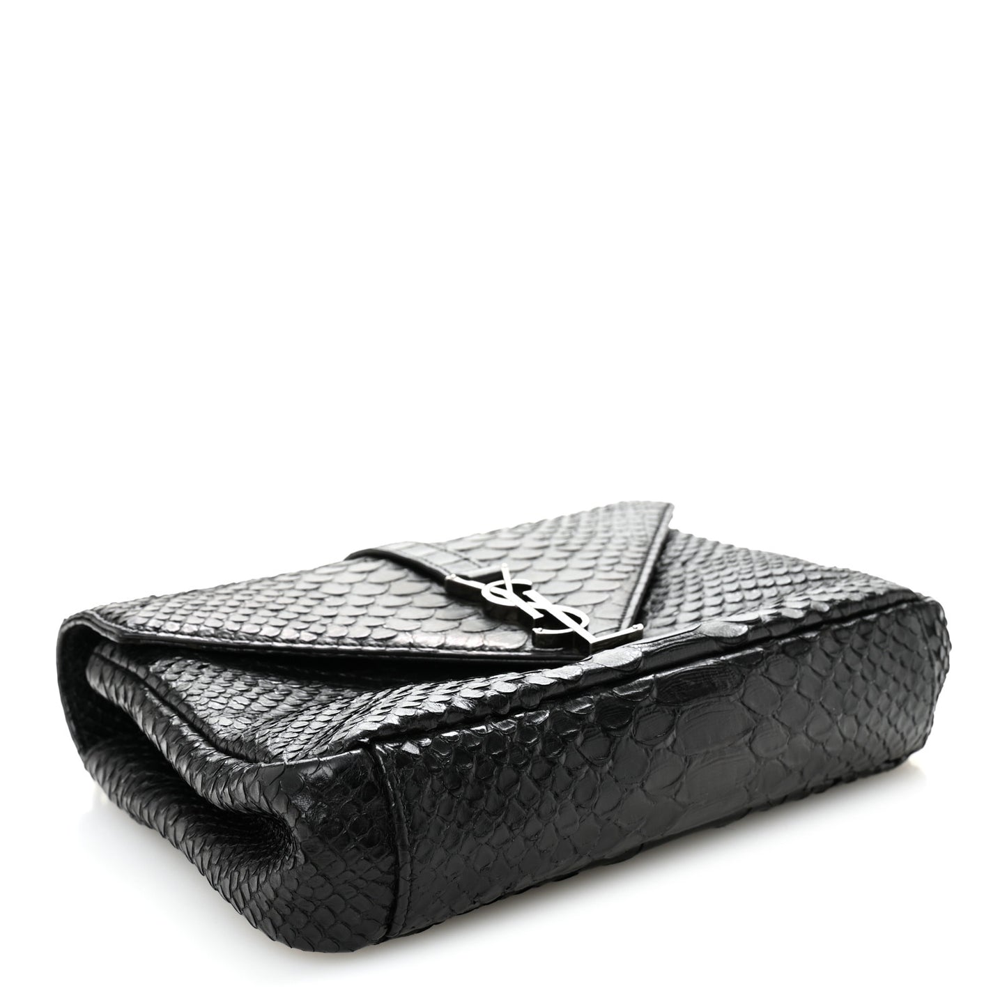 Calfskin Python Embossed Monogram Medium College Bag Black