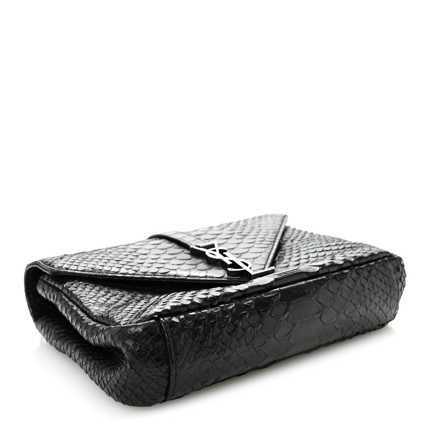 Saint Laurent Calfskin Python Embossed Monogram Medium College Bag Black 4 of 9