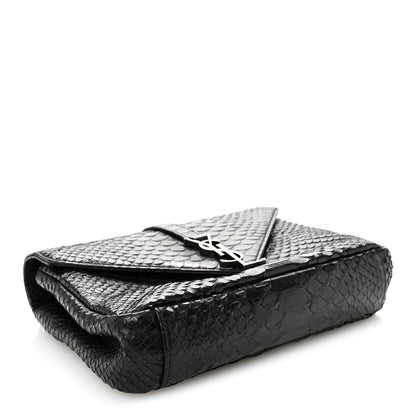Saint Laurent Calfskin Python Embossed Monogram Medium College Bag Black 4 of 9