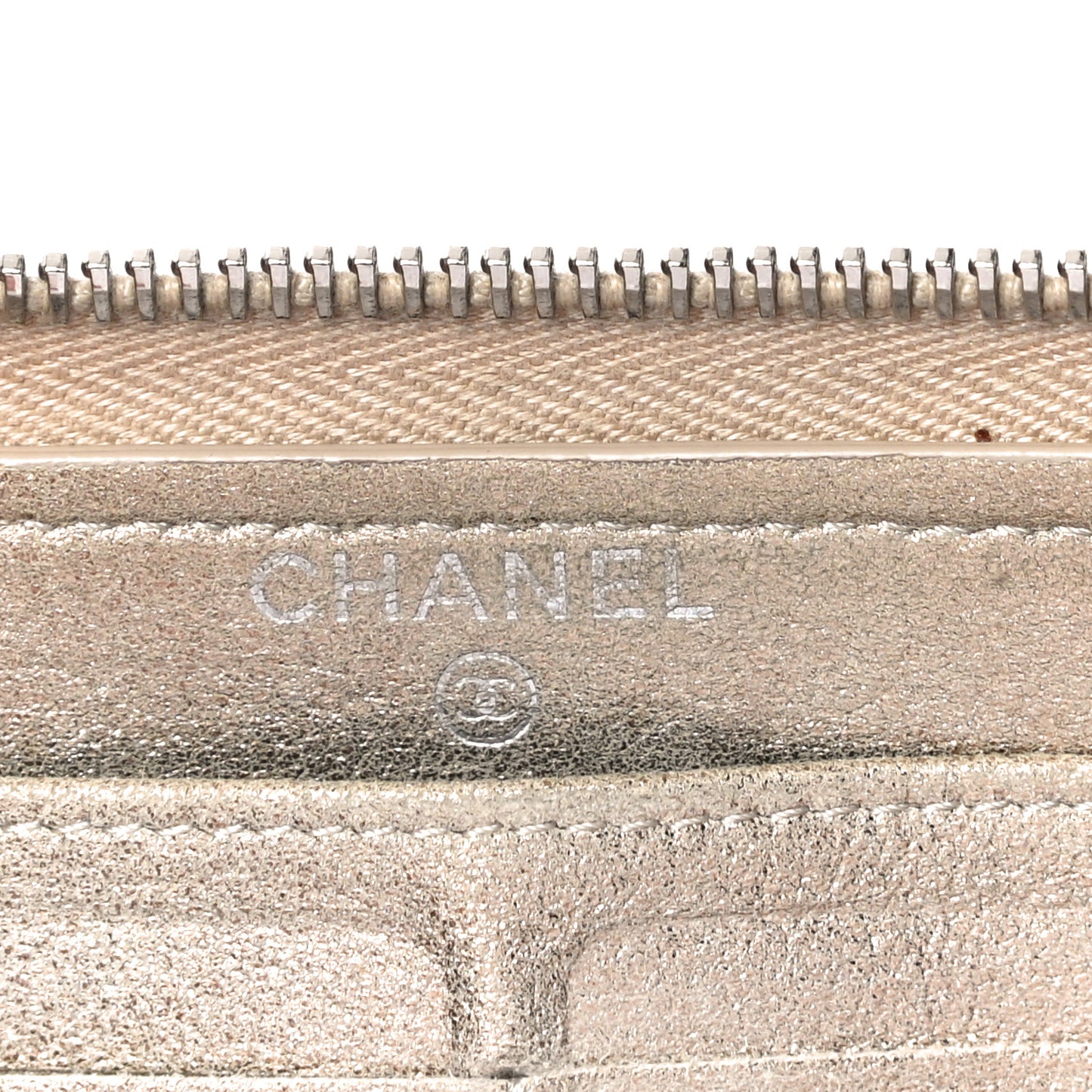 Metallic Lambskin Quilted Gusset Wallet Gold