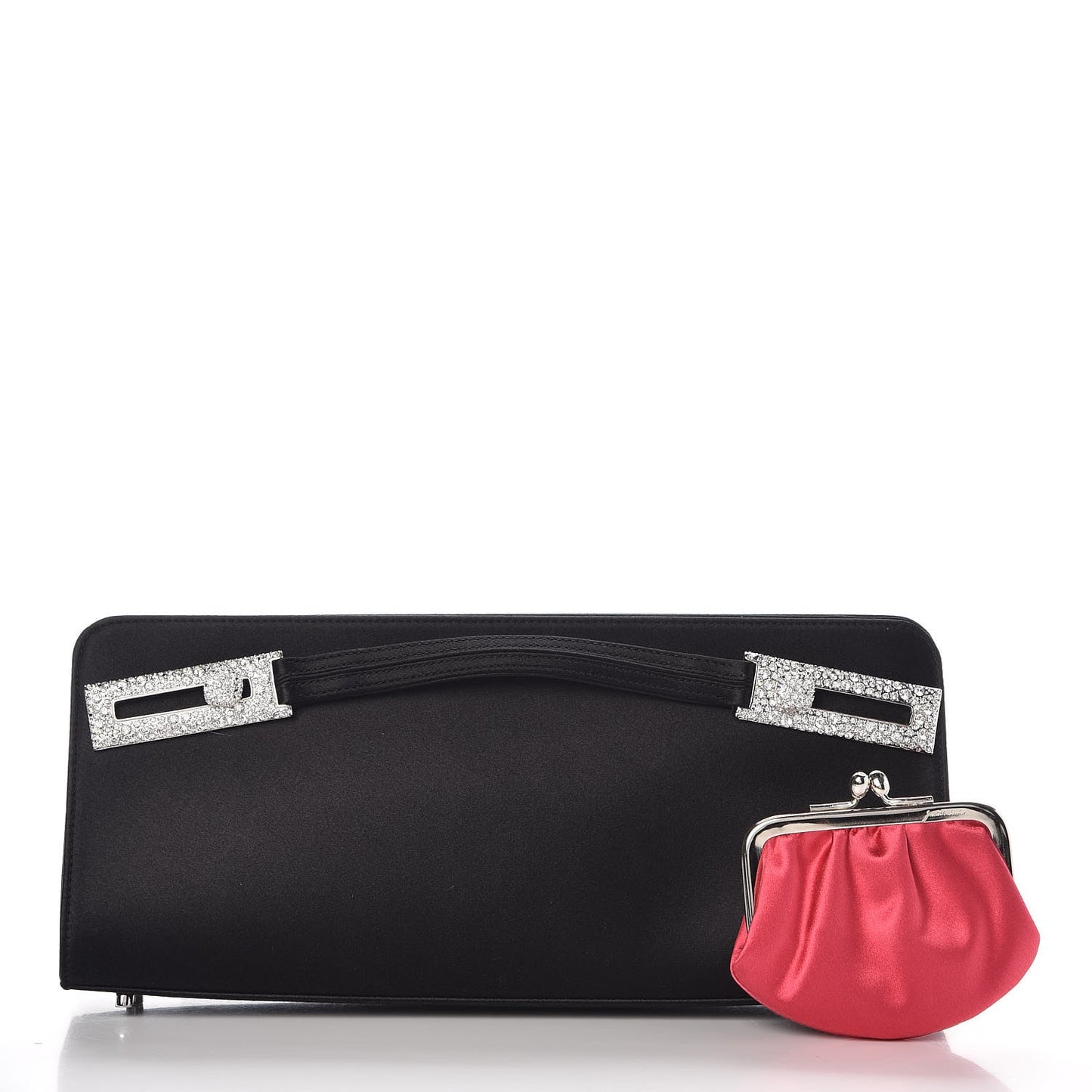 Satin Jeweled Evening Bag Black