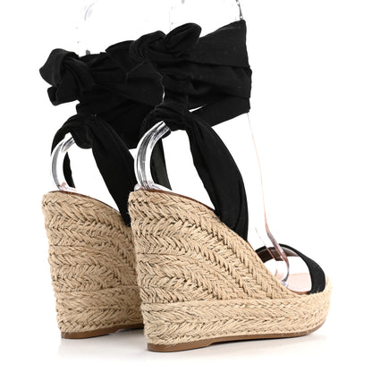 Christian Louboutin Canvas Du Desert 110 Espadrille Wedges 41 Black 5 of 8