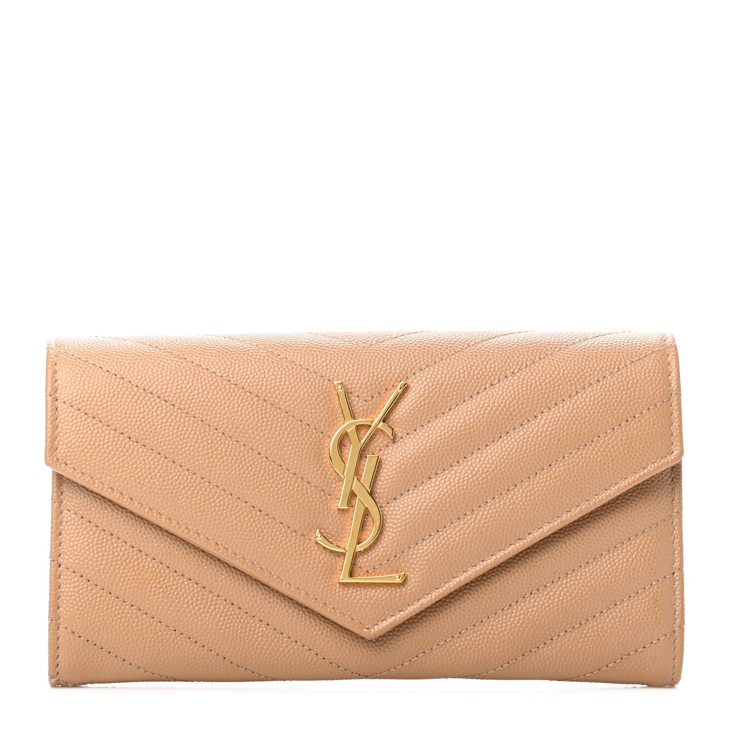 Grain De Poudre Matelasse Chevron Monogram Flap Wallet Dark Latte