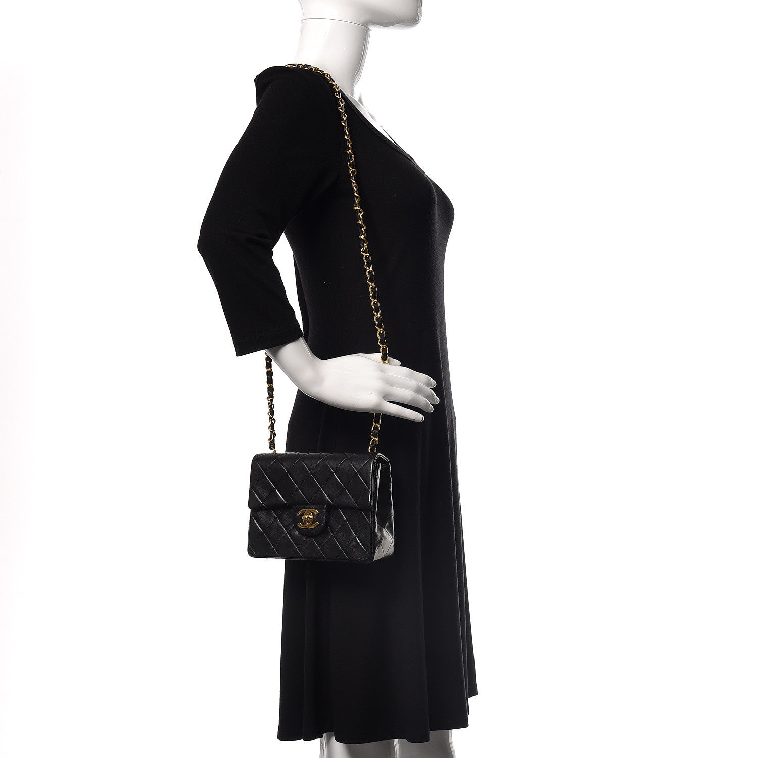 Chanel Lambskin Quilted Mini Square Flap Black 2 of 10