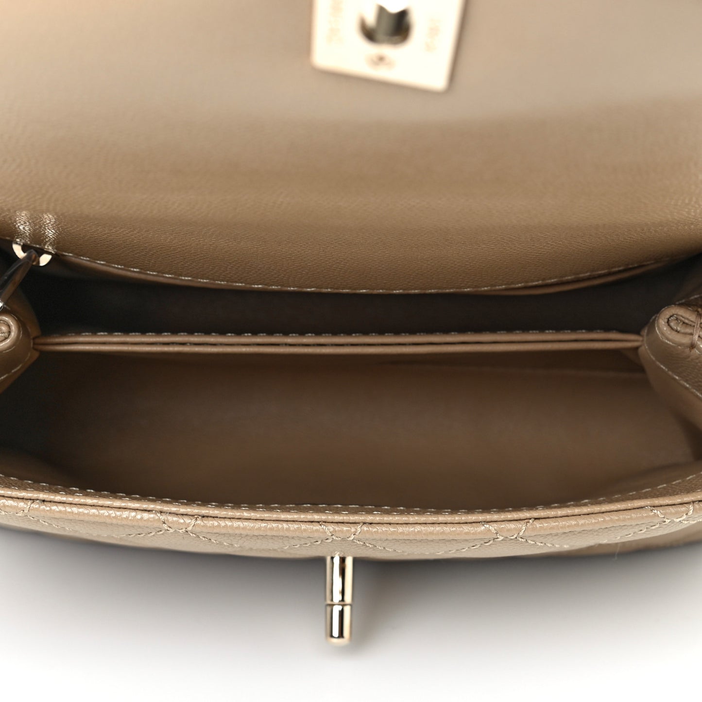 Caviar Lizard Embossed Quilted Mini Coco Handle Flap Beige