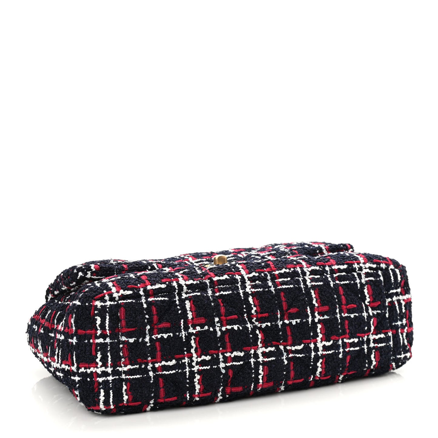 Tweed Quilted Large Chanel 19 Flap Navy Blue White Red