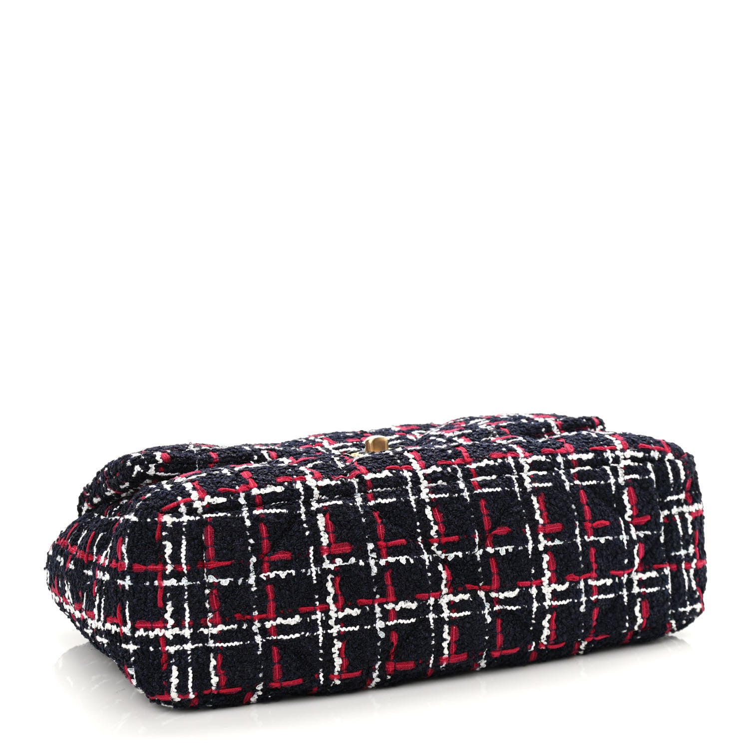 Chanel Tweed Quilted Large Chanel 19 Flap Navy Blue White Red 4 of 10