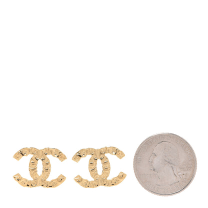 Chanel Metal Textured CC Earrings Gold 2 of 5