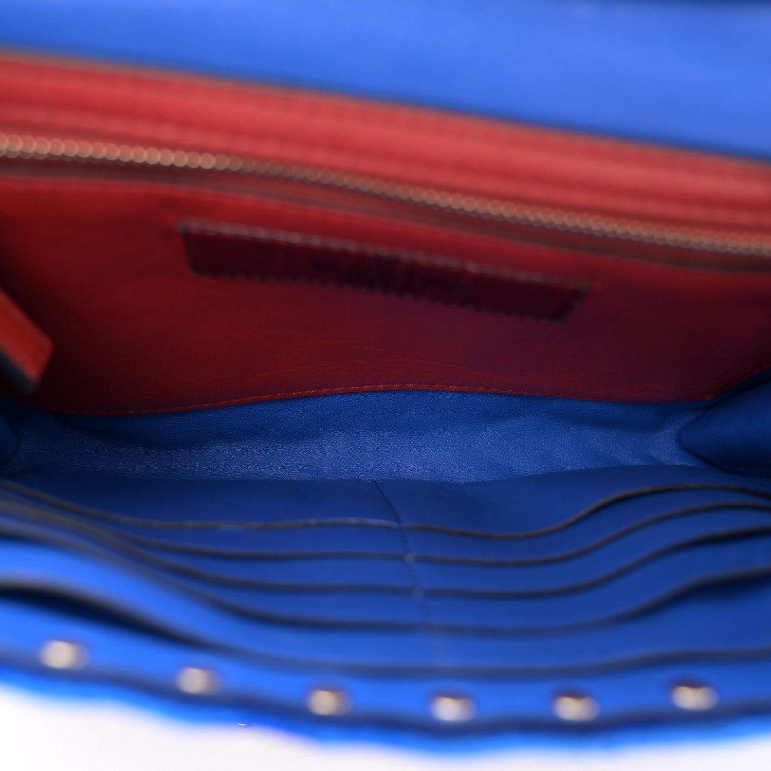 Valentino Garavani Velvet Rockstud Spike Wallet on Chain Acid Blue 5 of 9