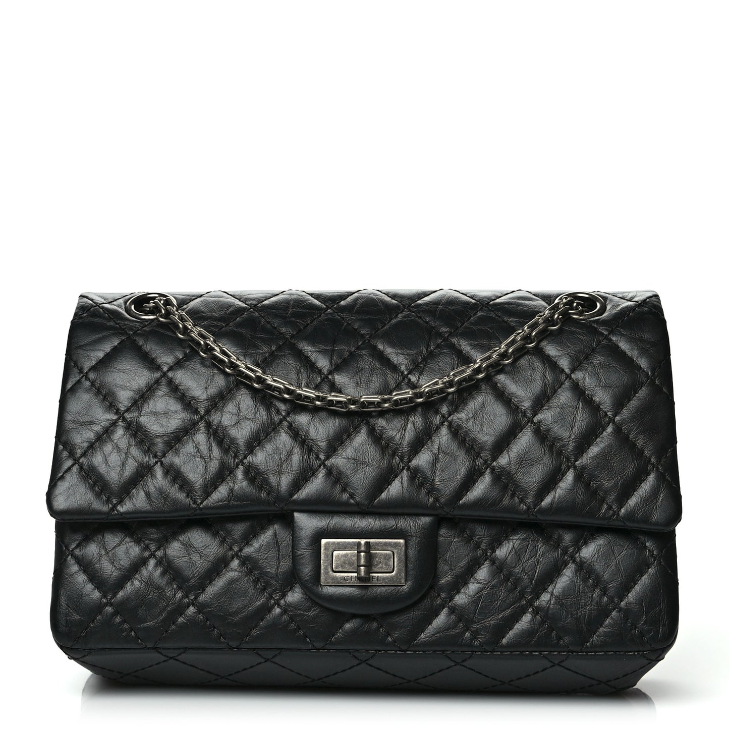 Aged Calfskin Quilted 2.55 Reissue 225 Flap Black