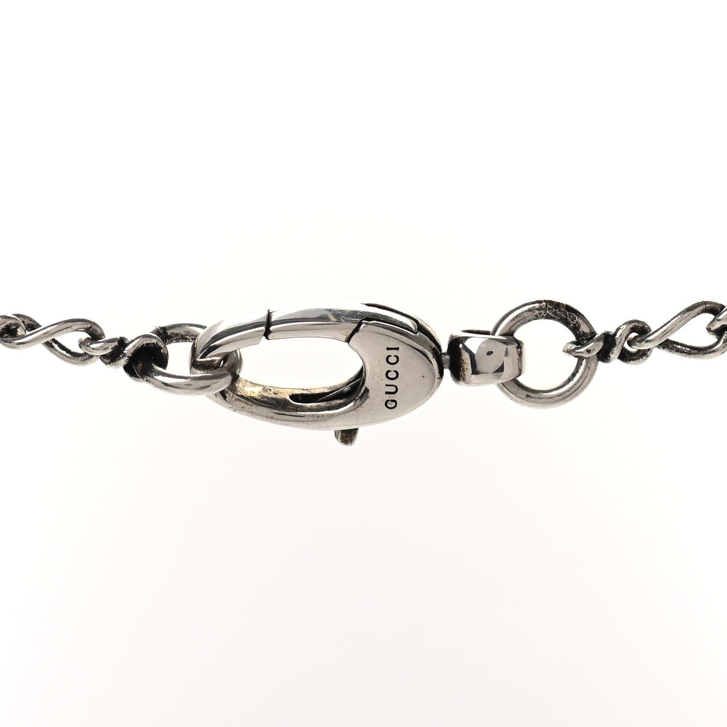 Gucci Metal Swarovski Crystal Lion Head Necklace Silver Black 3 of 3