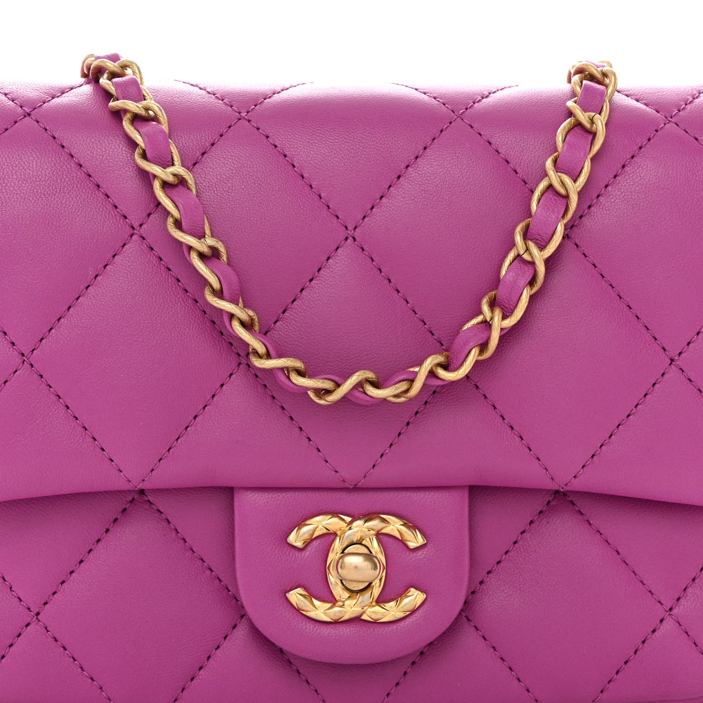 Lambskin Quilted CC Small Dynasty Flap Purple