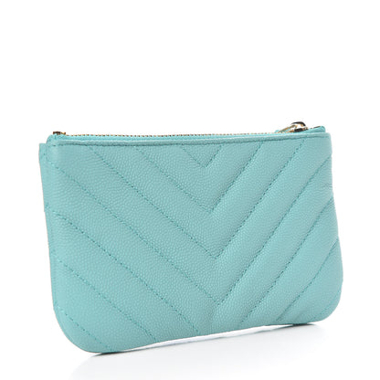 Chanel Caviar Chevron Quilted Small Cosmetic Case Green 3 of 8