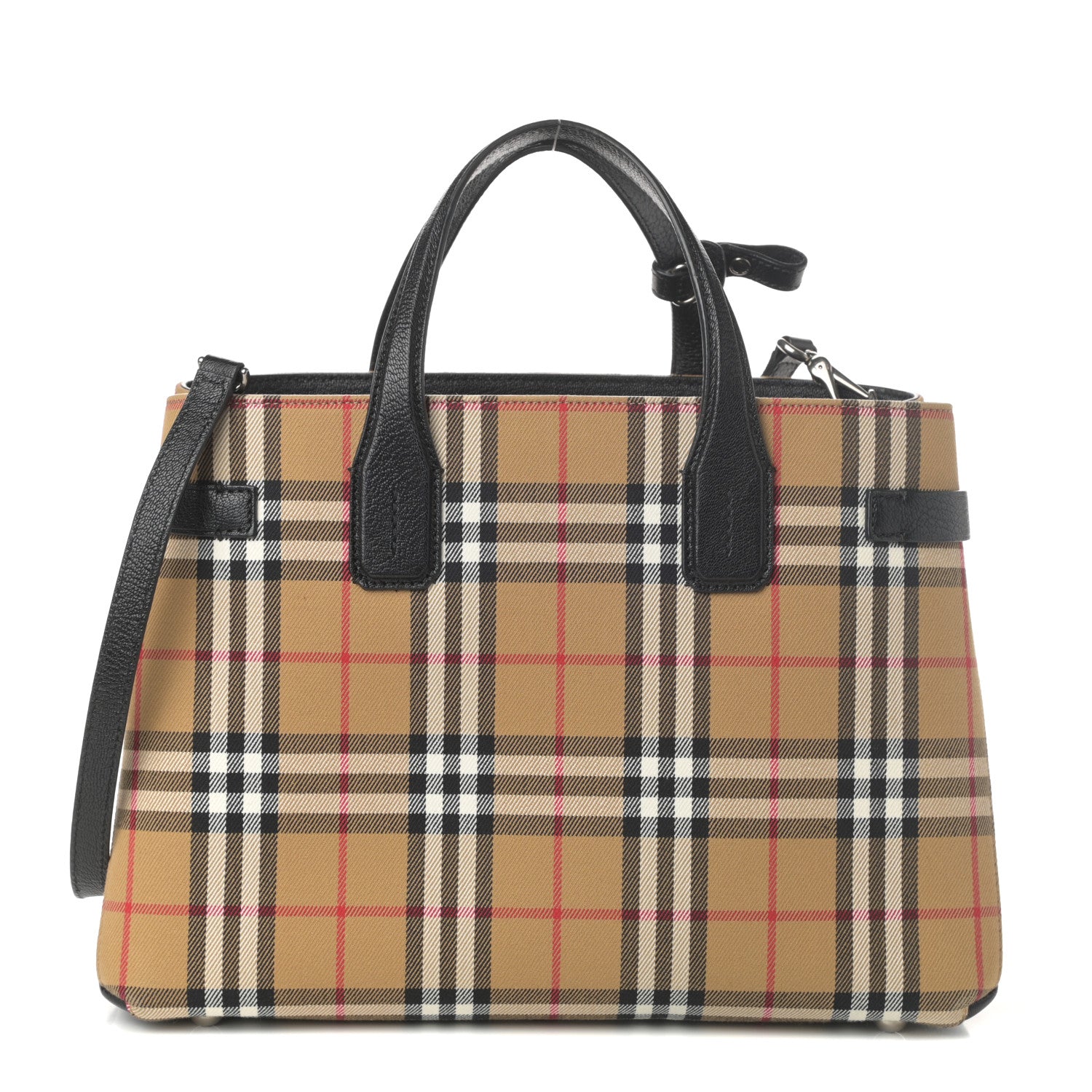 Burberry Goatskin Vintage Check Medium Banner Tote Black 1 of 10