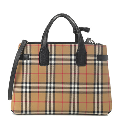 Burberry Goatskin Vintage Check Medium Banner Tote Black 1 of 10