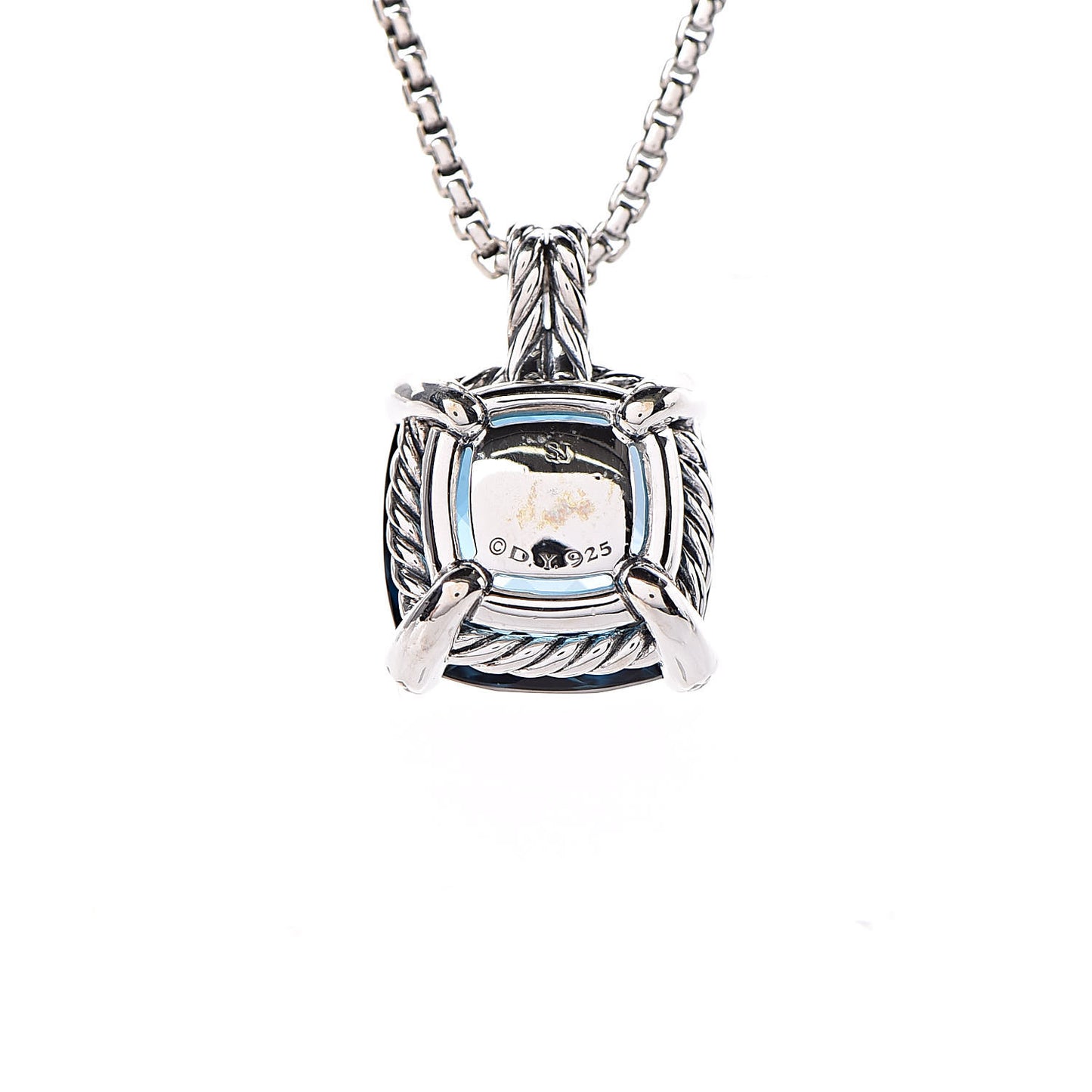 Sterling Silver Diamond Hampton Blue Topaz 14mm Chatelaine Pendant Necklace