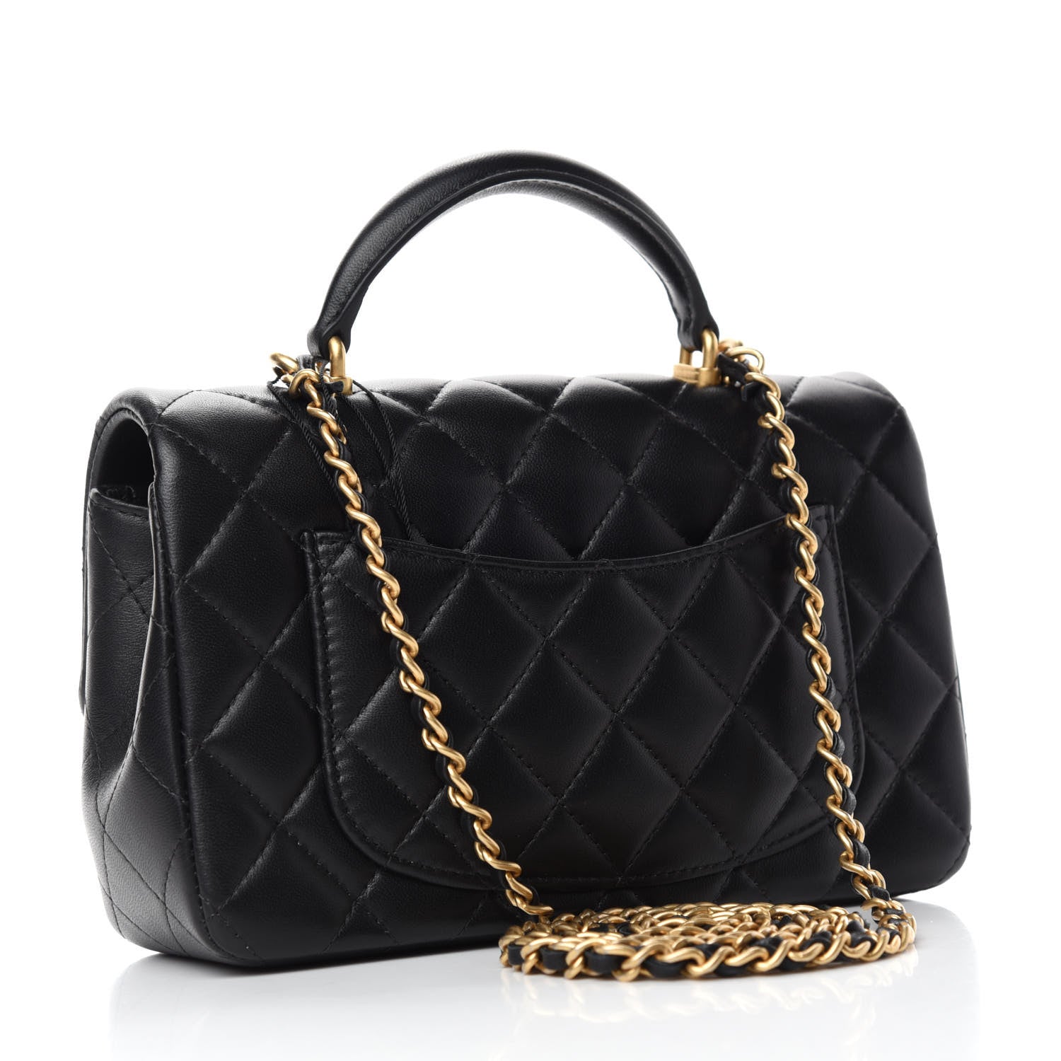 Chanel Lambskin Quilted Mini Top Handle Rectangular Flap Black 3 of 11