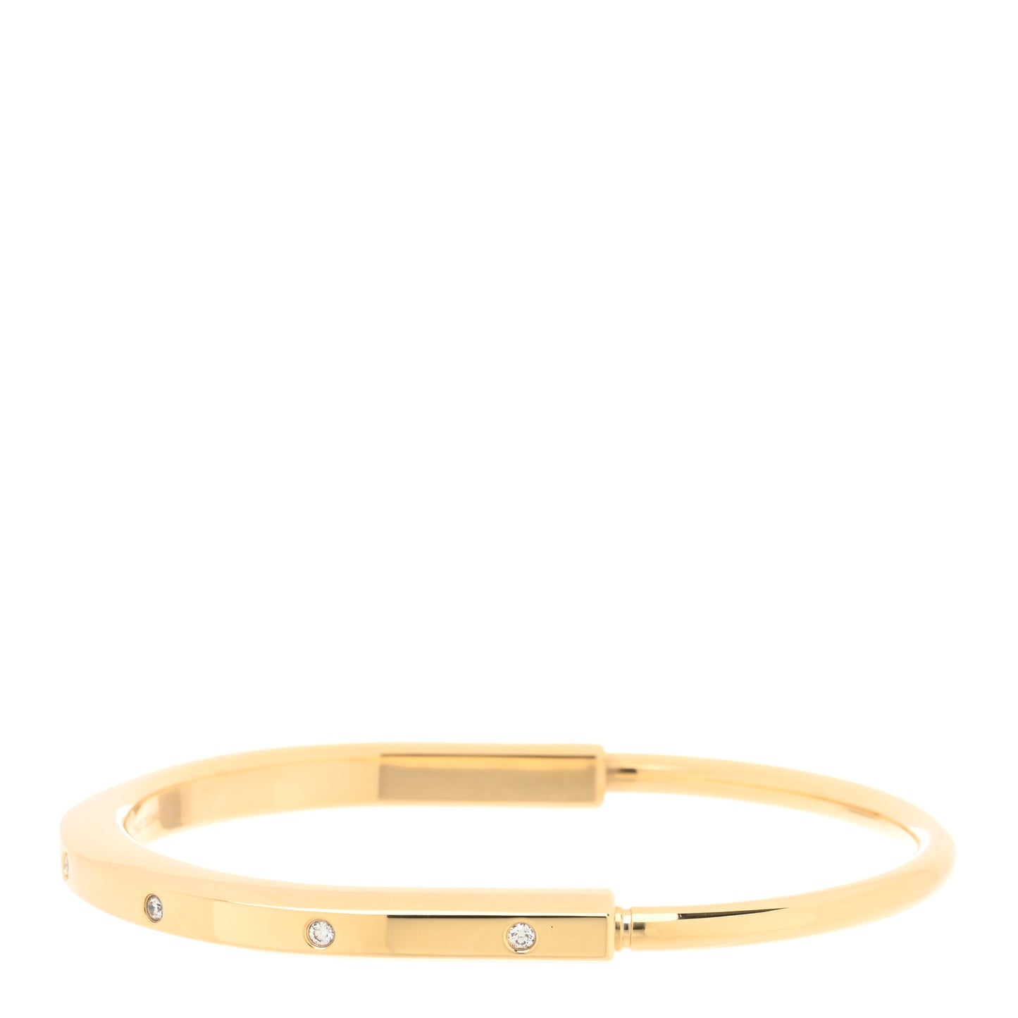 18K Yellow Gold Diamond Tiffany Lock Bangle Bracelet