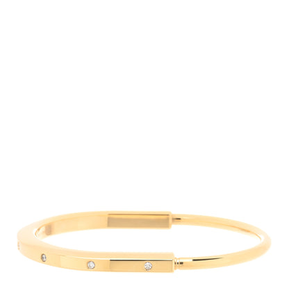 Tiffany 18K Yellow Gold Diamond Tiffany Lock Bangle Bracelet 1 of 5
