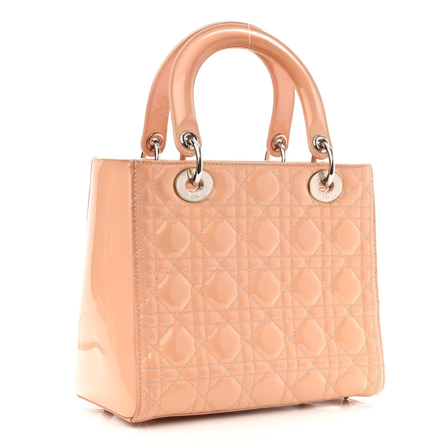 Patent Cannage Medium Lady Dior Beige