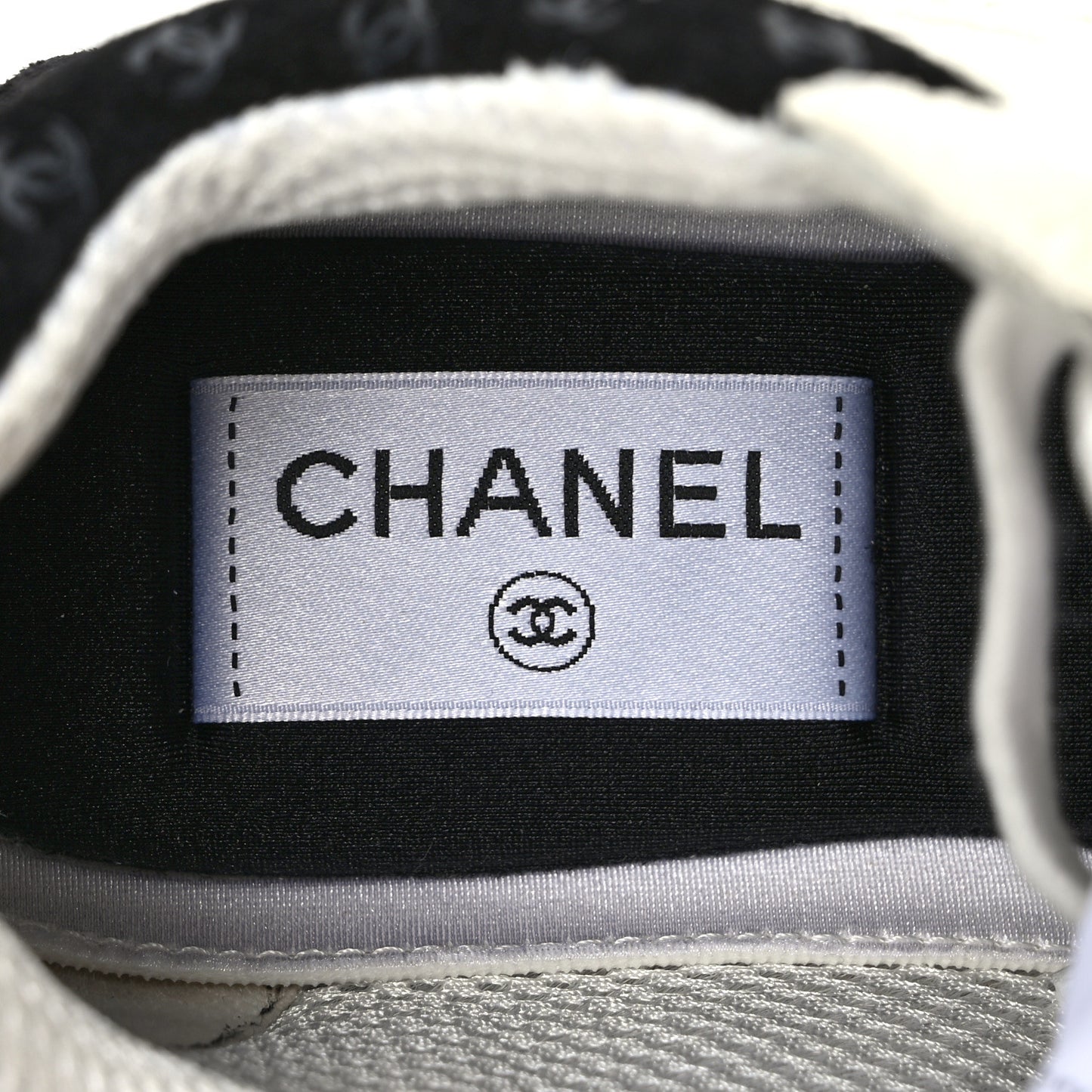 Nylon Suede Calfskin Printed CC Sneakers 37 White Black