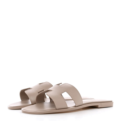 Hermes Box Calfskin Oran Sandals 39 Beige Mastic 3 of 8