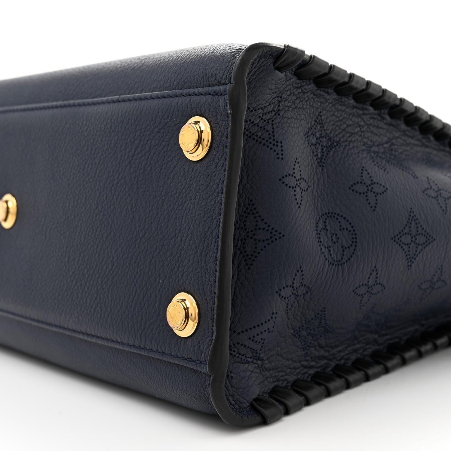 Louis Vuitton Calfskin Mahina Braided On My Side MM Navy 9 of 9