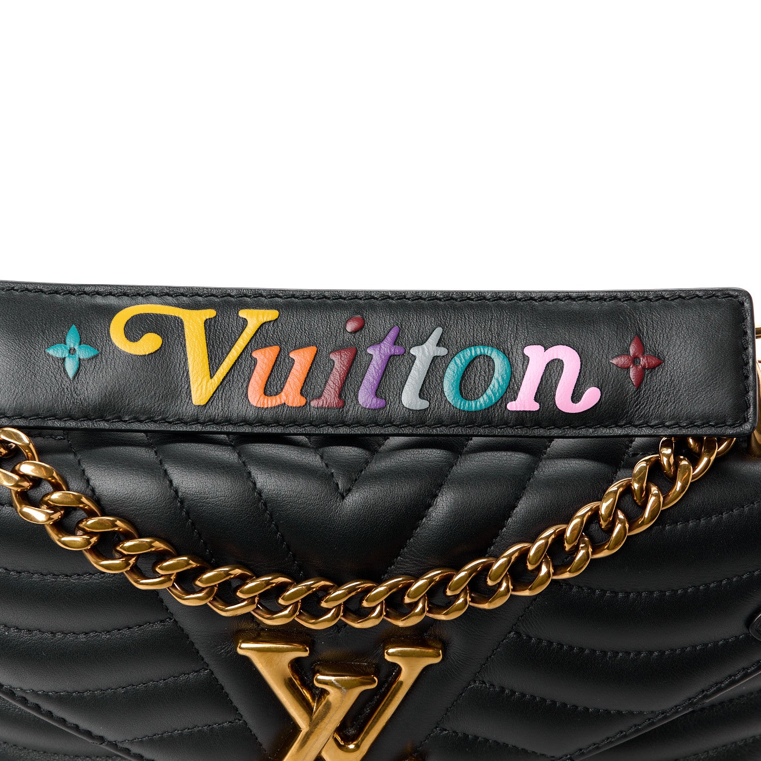 Louis Vuitton LOUIS VUITTON Calfskin New Wave Chain MM Black 9 of 15
