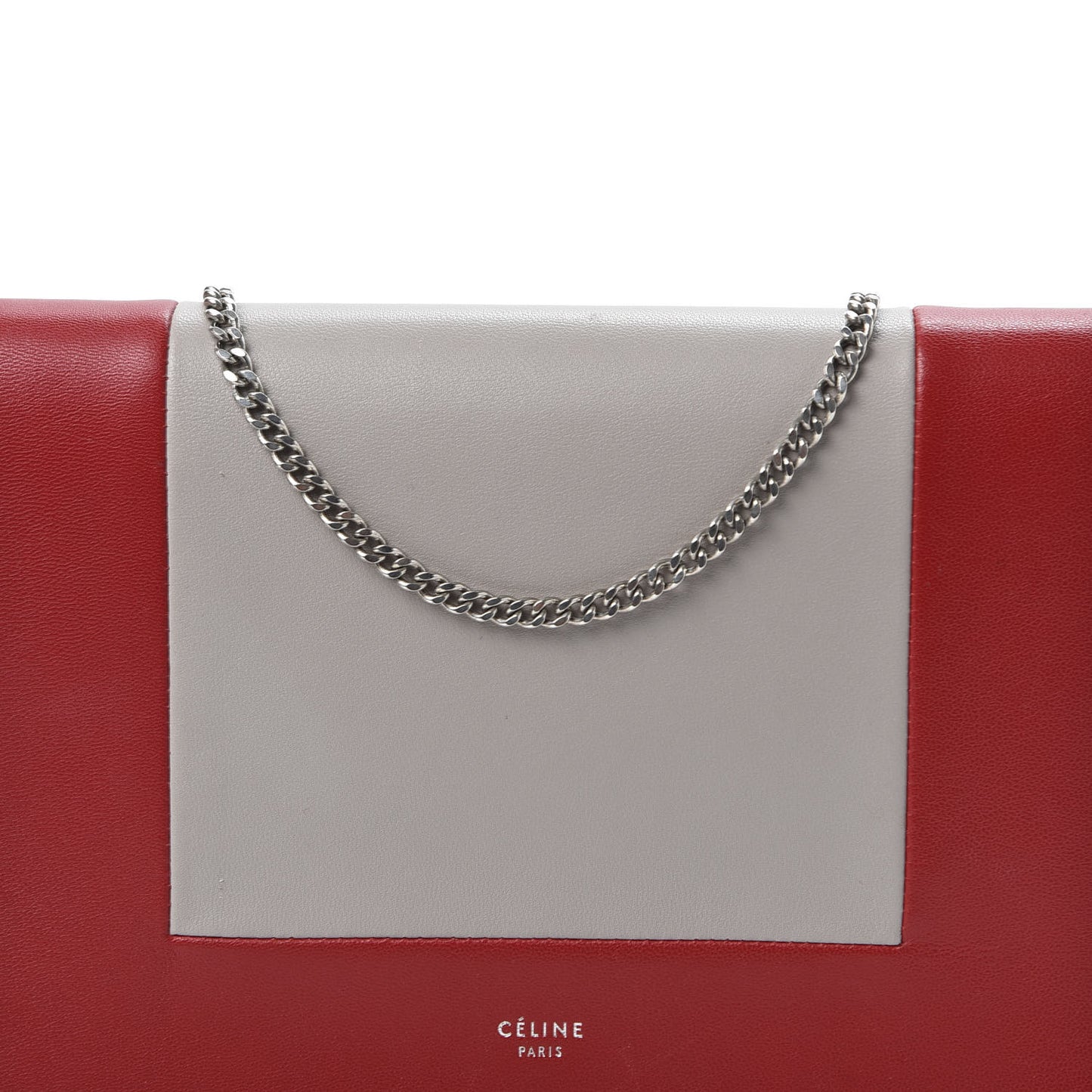 Smooth Lambskin Frame Evening Chain Clutch Grey Red