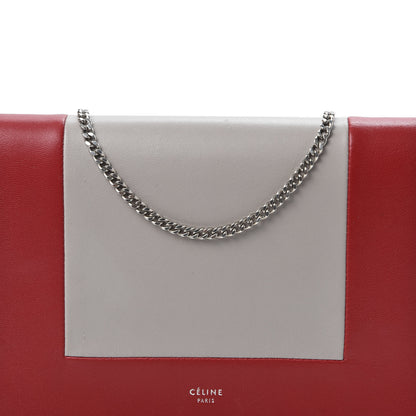 Celine Smooth Lambskin Frame Evening Chain Clutch Grey Red 11 of 11