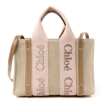 Chloe Linen Calfskin Mini Woody Ribbon Tote With Strap Blushy Beige 1 of 11