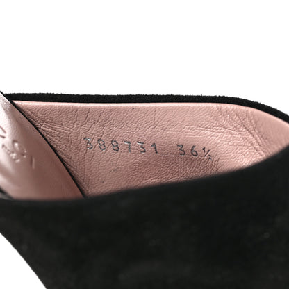 Gucci Suede Crystal Maxine Horsebit High Heel Slides 36.5 Black 8 of 11