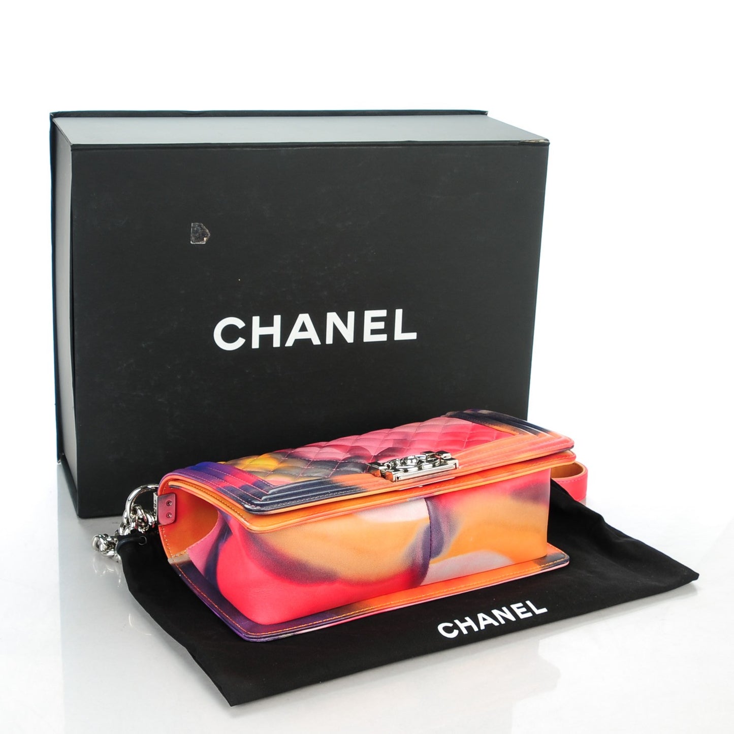 Printed Lambskin Quilted Medium Flower Power Boy Flap