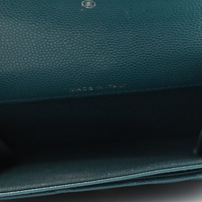 Chanel Caviar Quilted Flap Card Holder Dark Turquoise 5 of 8