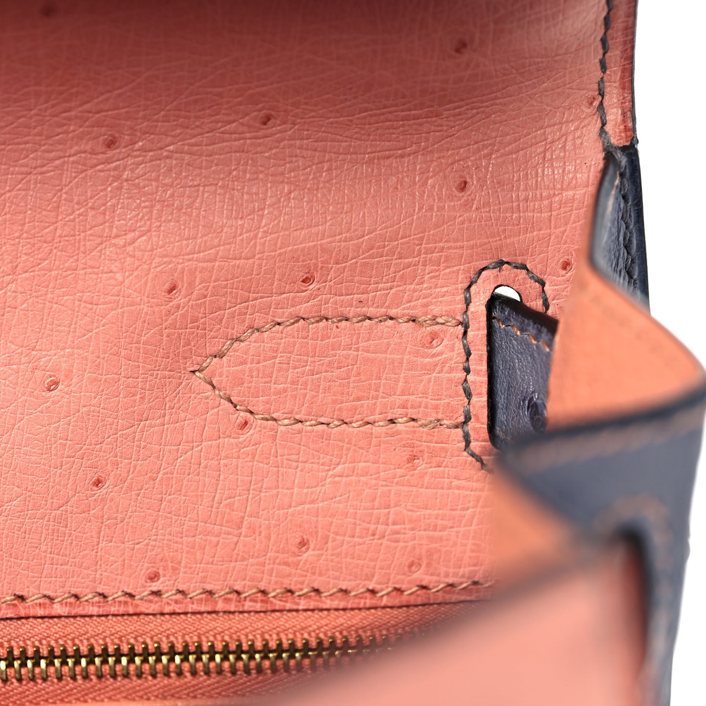 Ostrich Horseshoe Kelly Sellier 28 Terre Cuite Gris Agate