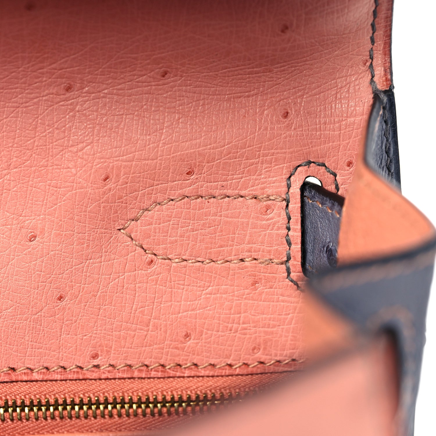 Hermes Ostrich Horseshoe Kelly Sellier 28 Terre Cuite Gris Agate 16 of 39