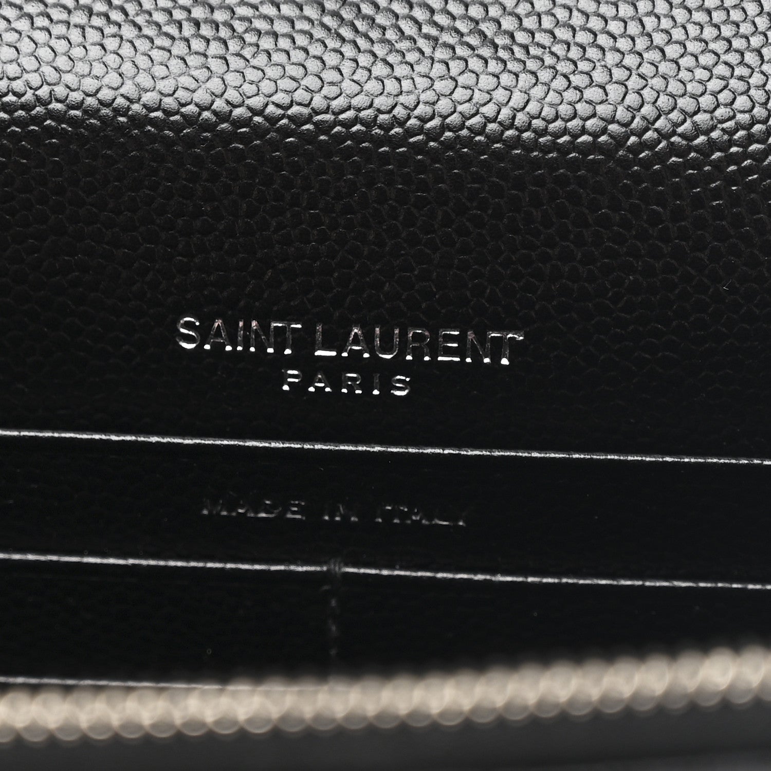 Saint Laurent Grain De Poudre Matelasse Chevron Monogram Envelope Chain Wallet Black 6 of 10