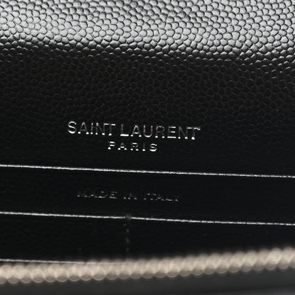 Saint Laurent Grain De Poudre Matelasse Chevron Monogram Envelope Chain Wallet Black 6 of 10