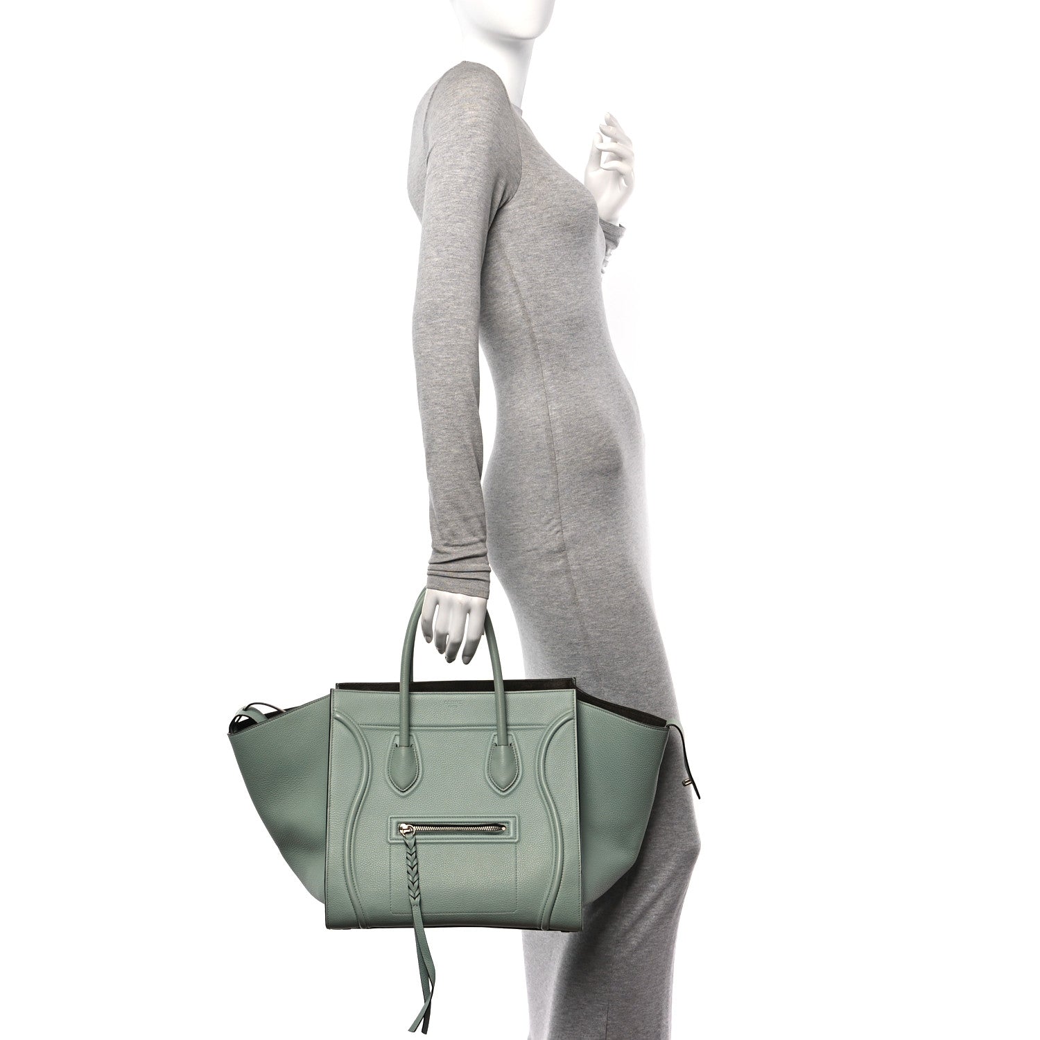 Celine Baby Grained Calfskin Medium Phantom Luggage Jade 2 of 11