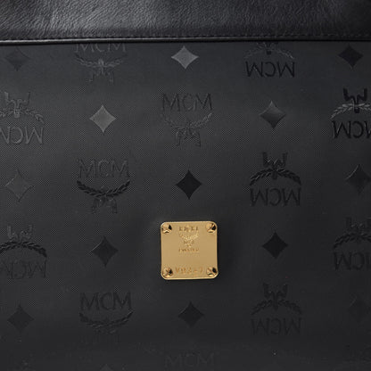 MCM Lambskin Coated Canvas Monogram Chain Tote Black 14 of 14