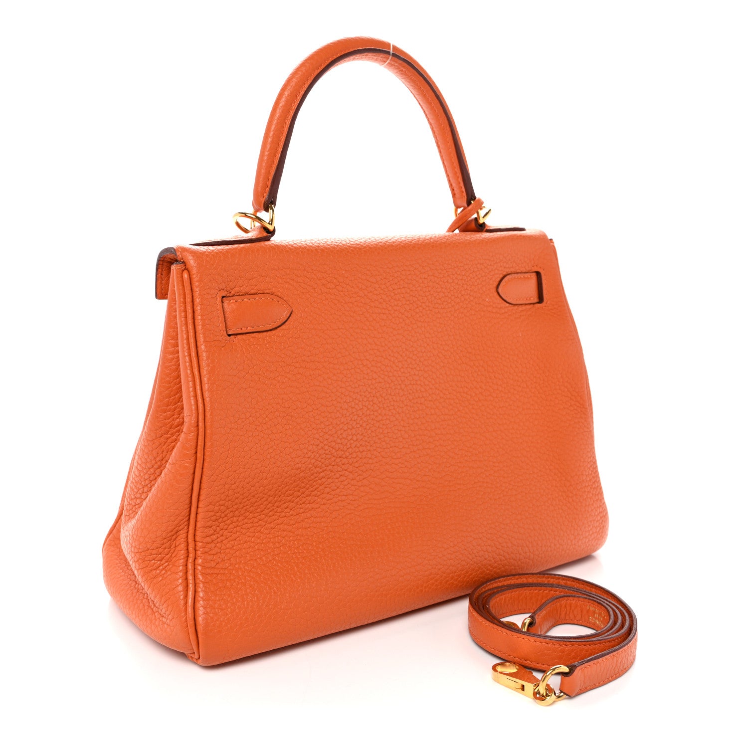 Hermes Taurillon Clemence Kelly Retourne 28 Orange 3 of 12